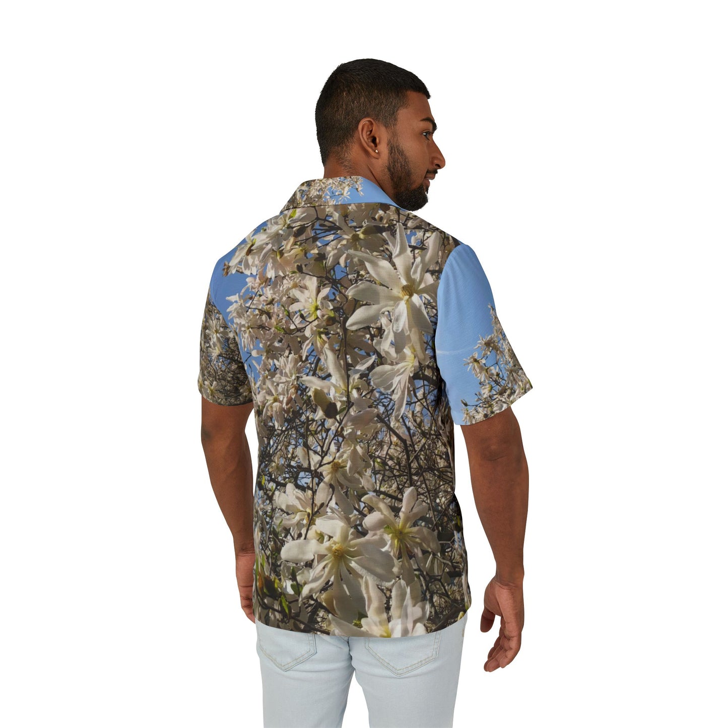 White Flower Men's Hawaiian Camp Shirt (AOP)