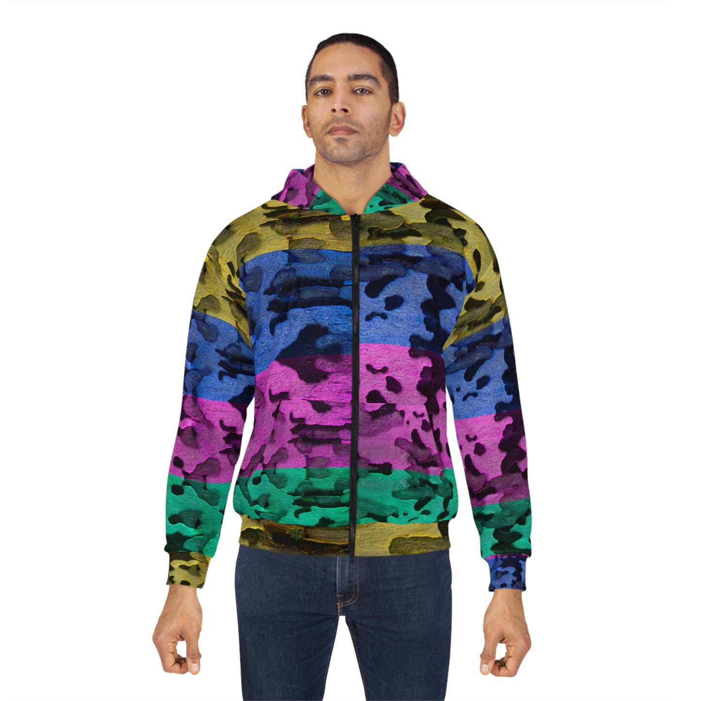 Four Color Tree- Zip Hoodie (AOP)