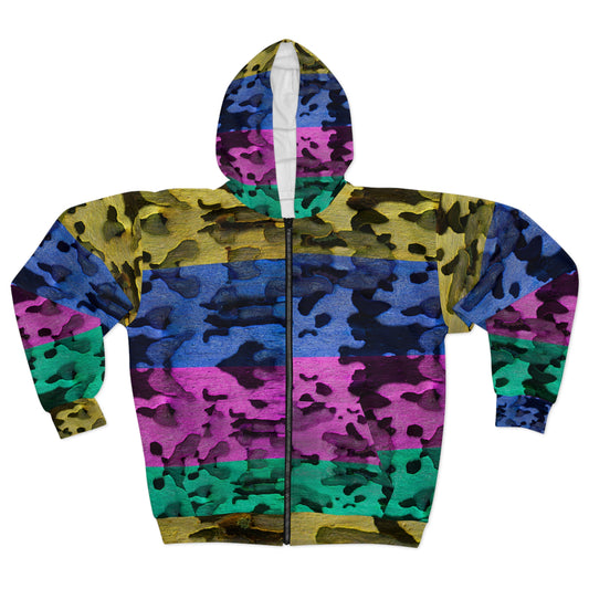 Four Color Tree- Zip Hoodie (AOP)